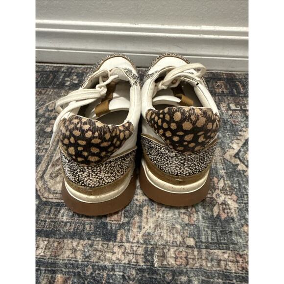 Madewell Kickoff Trainer Sneakers Leather Calf Hair Leopard Olive Grove Sz 9.5 - Picture 4 of 6